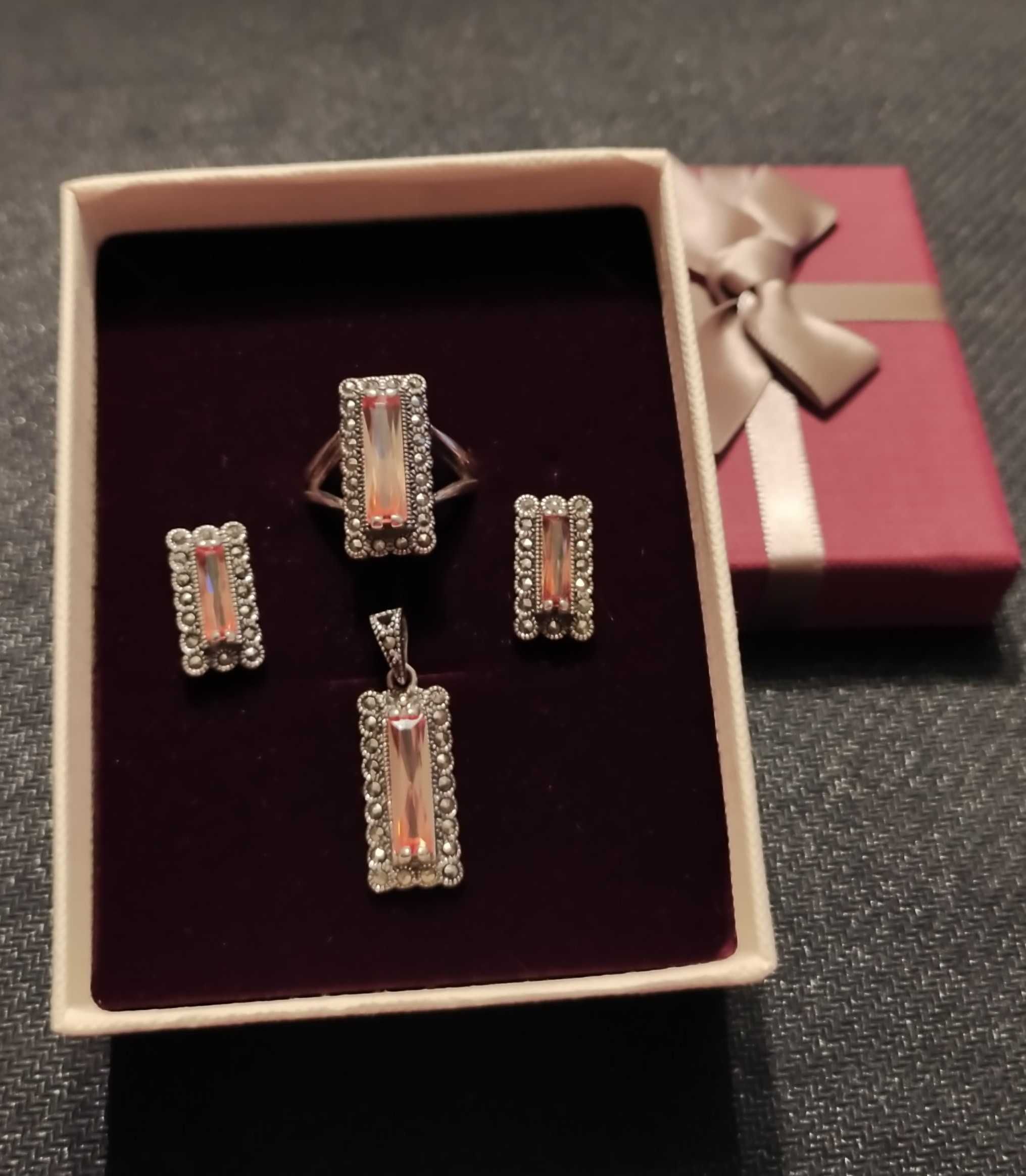 Set argint 925 cu marcasite si zirconii - NOU
