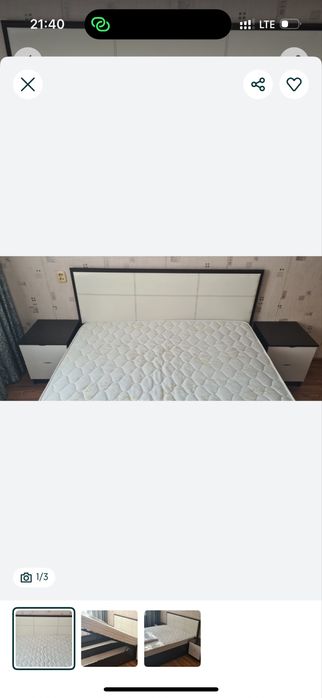 Кровать 160*200 и 2 тумбочки + матрас за 200тыс.тг