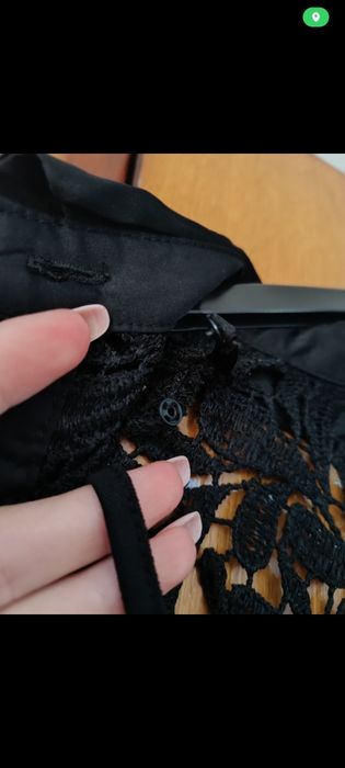 Set negru 2 piese - rochie tip maieu & kimono din dantelă/flanea fină