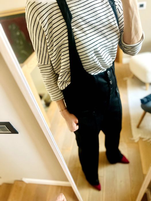 Черно сако, панталон, гащеризон и вълнено сако (женски)