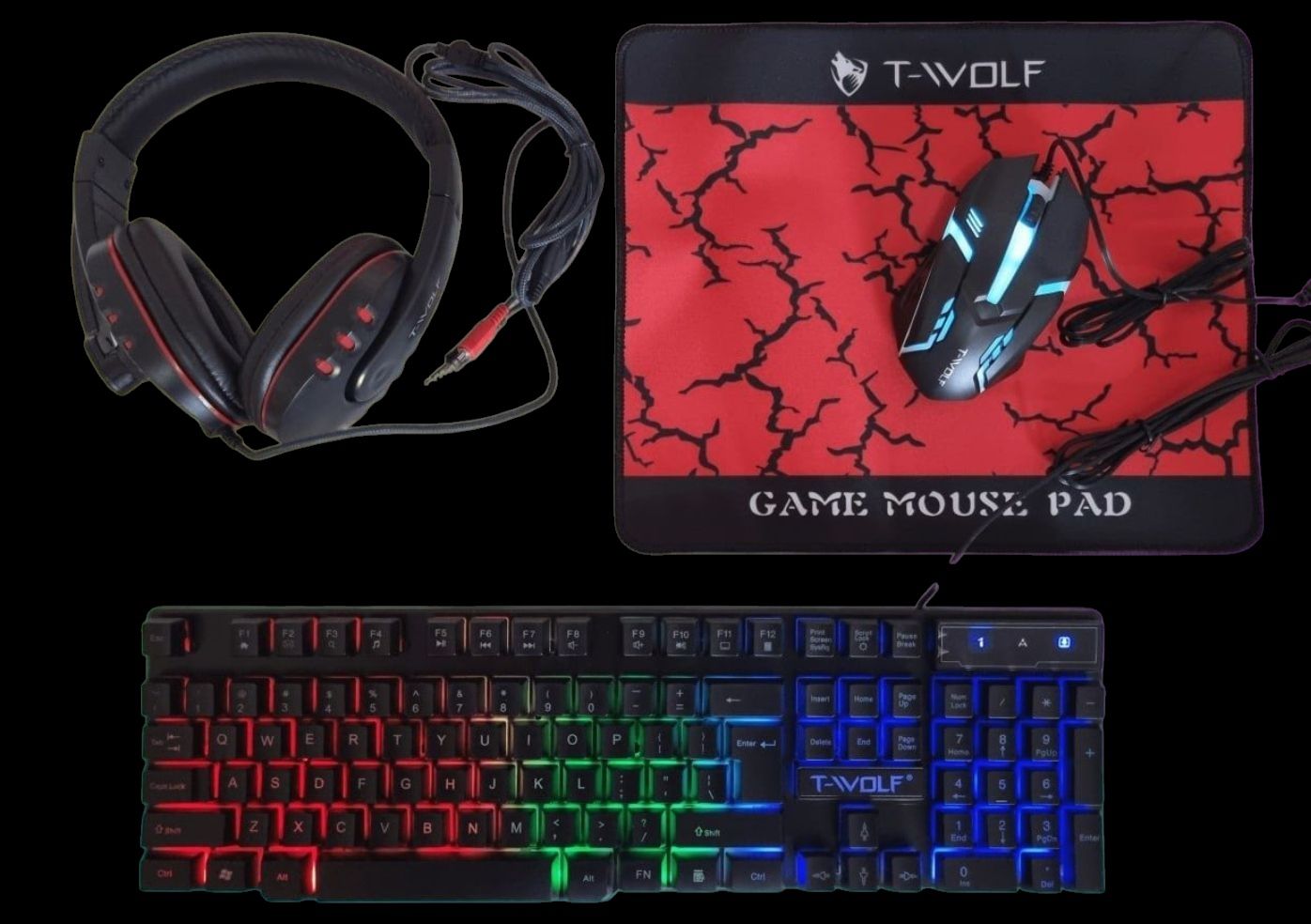 Tastatura Rgb Gaming negru cu leduri nou nout cu cablu.Cadou mousepad-