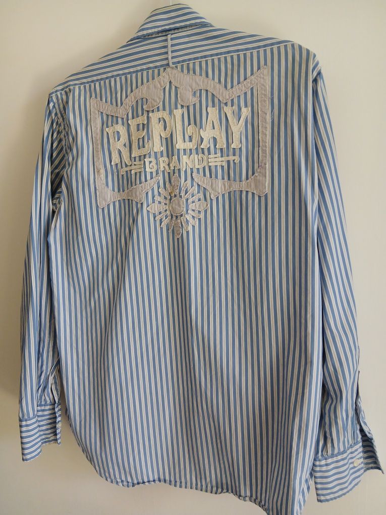Camasa barbati in dungi marca Replay marime 44 sau XXL stare perfecta