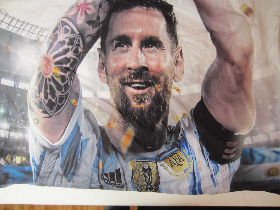 Cearceaf plic poza Messi la CM 2022 Qatar, stare f.buna