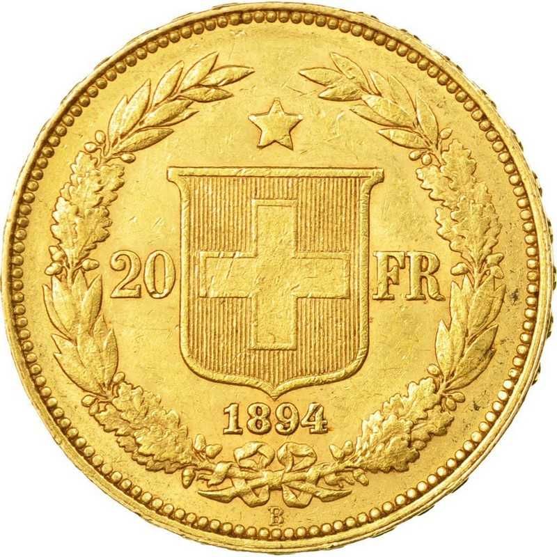 Moneda istorica din Aur - 20 franci Libertas Helvetia Stat Federal