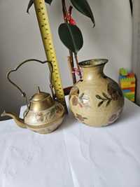 Ceainic și vaza din alama indiana cu email !