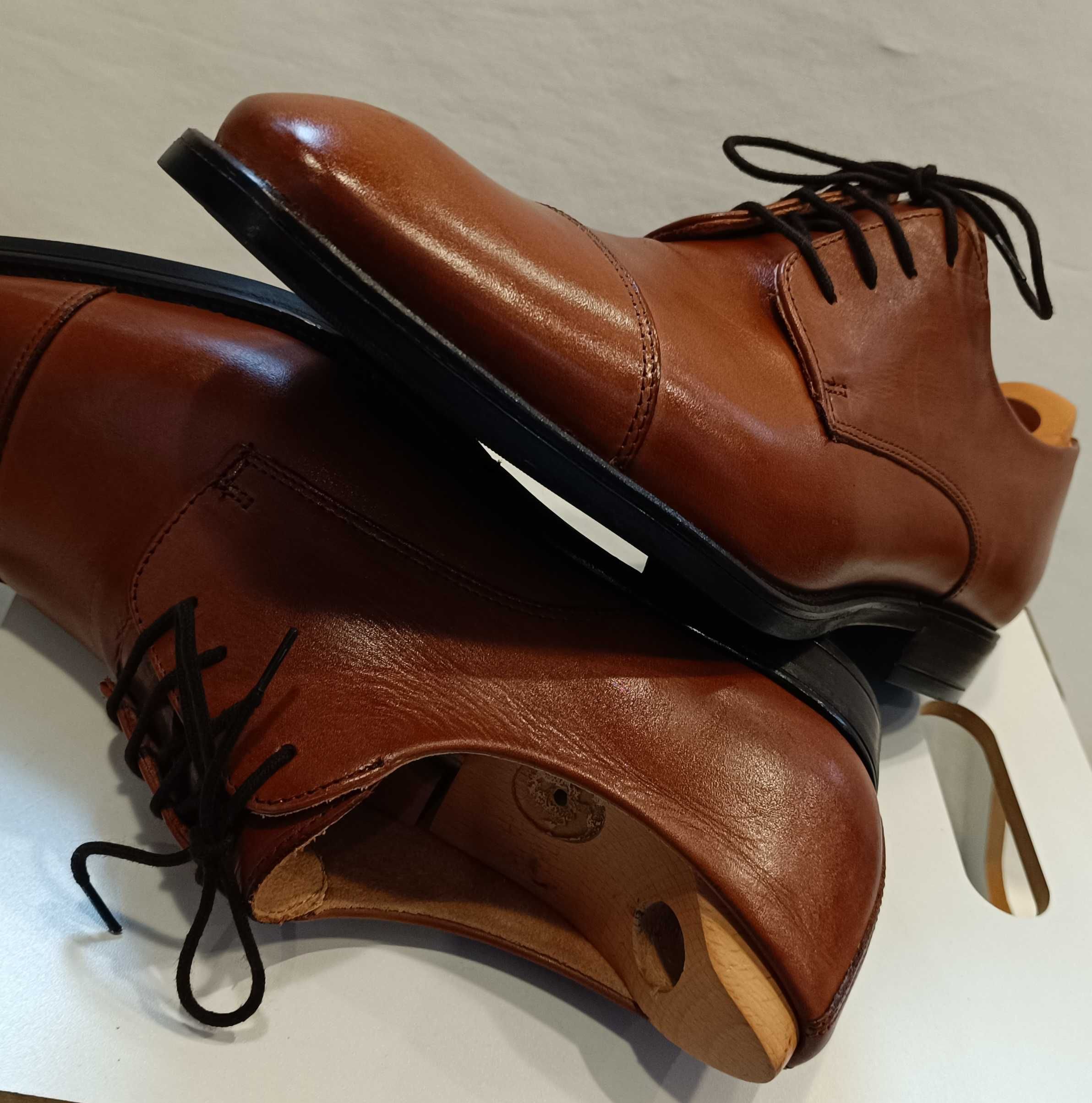 Pantofi derby 46.5 47 cap toe Lav. Artigianale NOI piele naturala moal