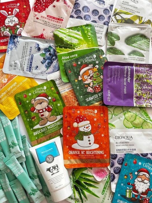 тканевые маски и ополаскиватель для рта