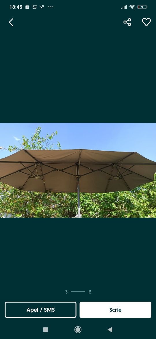 Umbrela dreptunghiulara ideala pentru balcon sau terasa