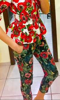 Pantaloni H&M cu print floral, măsura 38