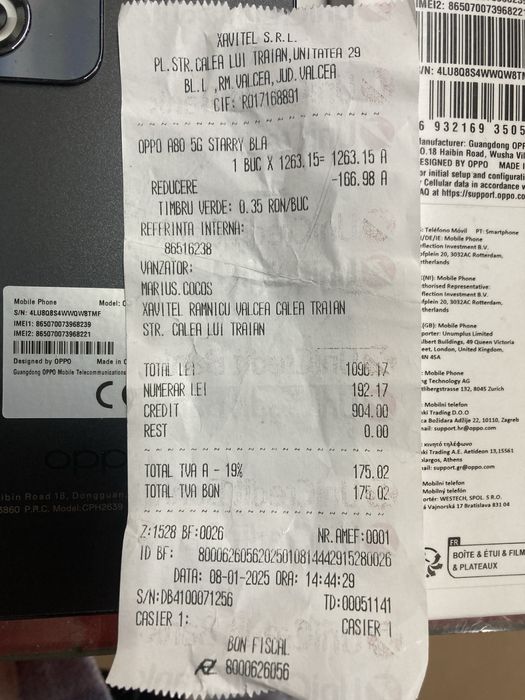 Oppo A80 5G Black* 8GB RAM * 256GB Mem * ca nou cu garantie Orange