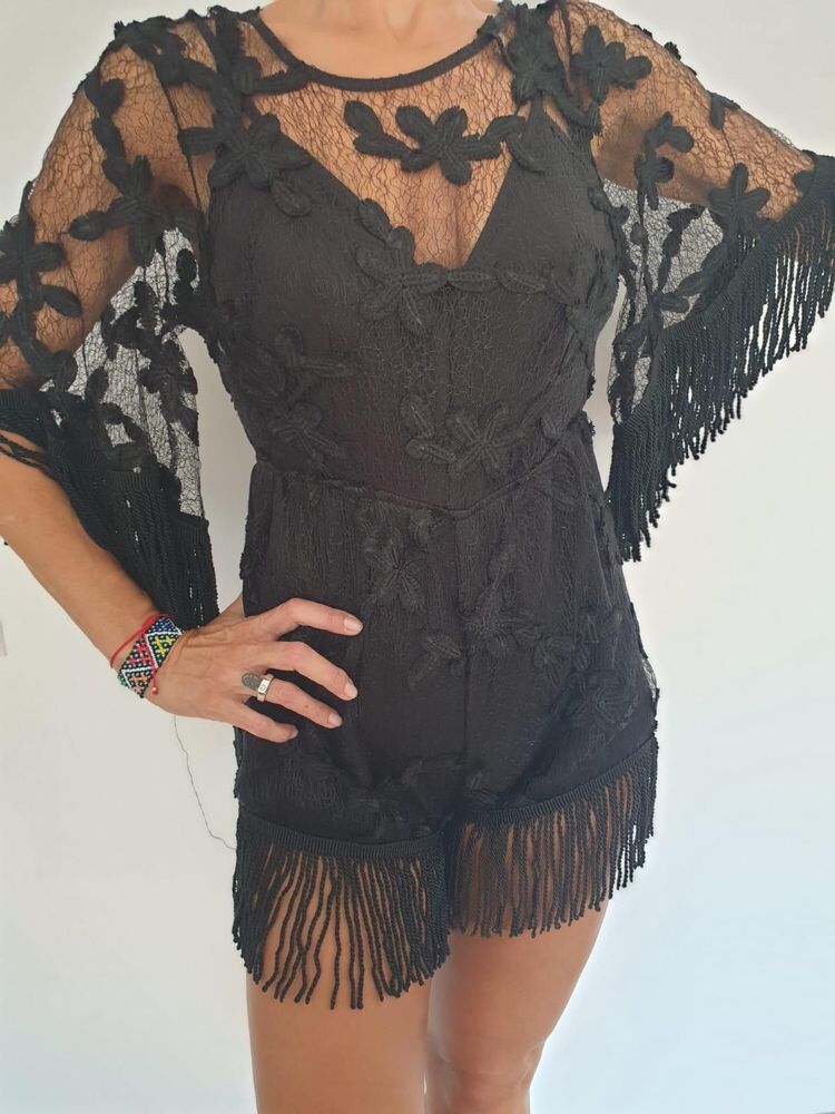 Rochie / Salopeta Neagră, dantela, măsura S