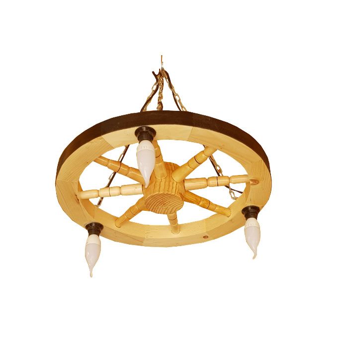 Candelabru rustic din roata de lemn 50 cm diametru