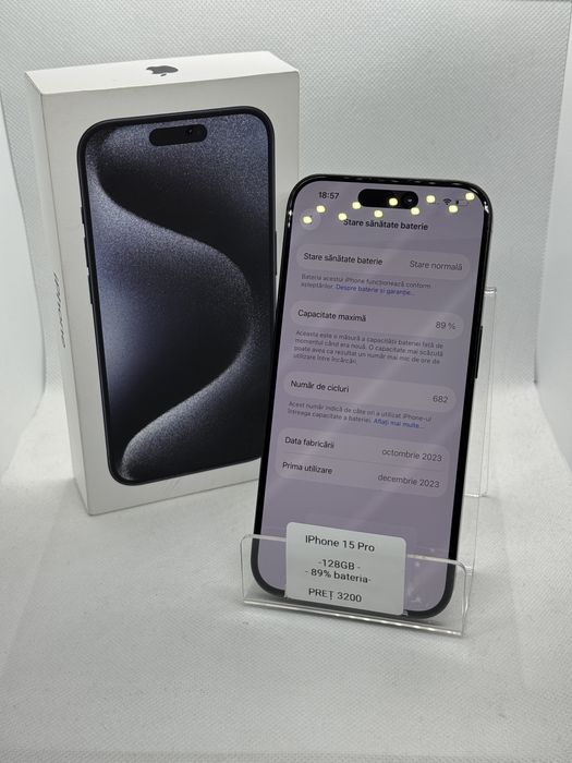 Magazin Vindem: Iphone 15 Pro, 128GB, 89%bateria
