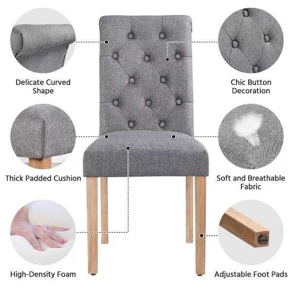 Set 2 scaune cu spatar, tapitate, lemn masiv 125kg|R 592493 DarkGray2