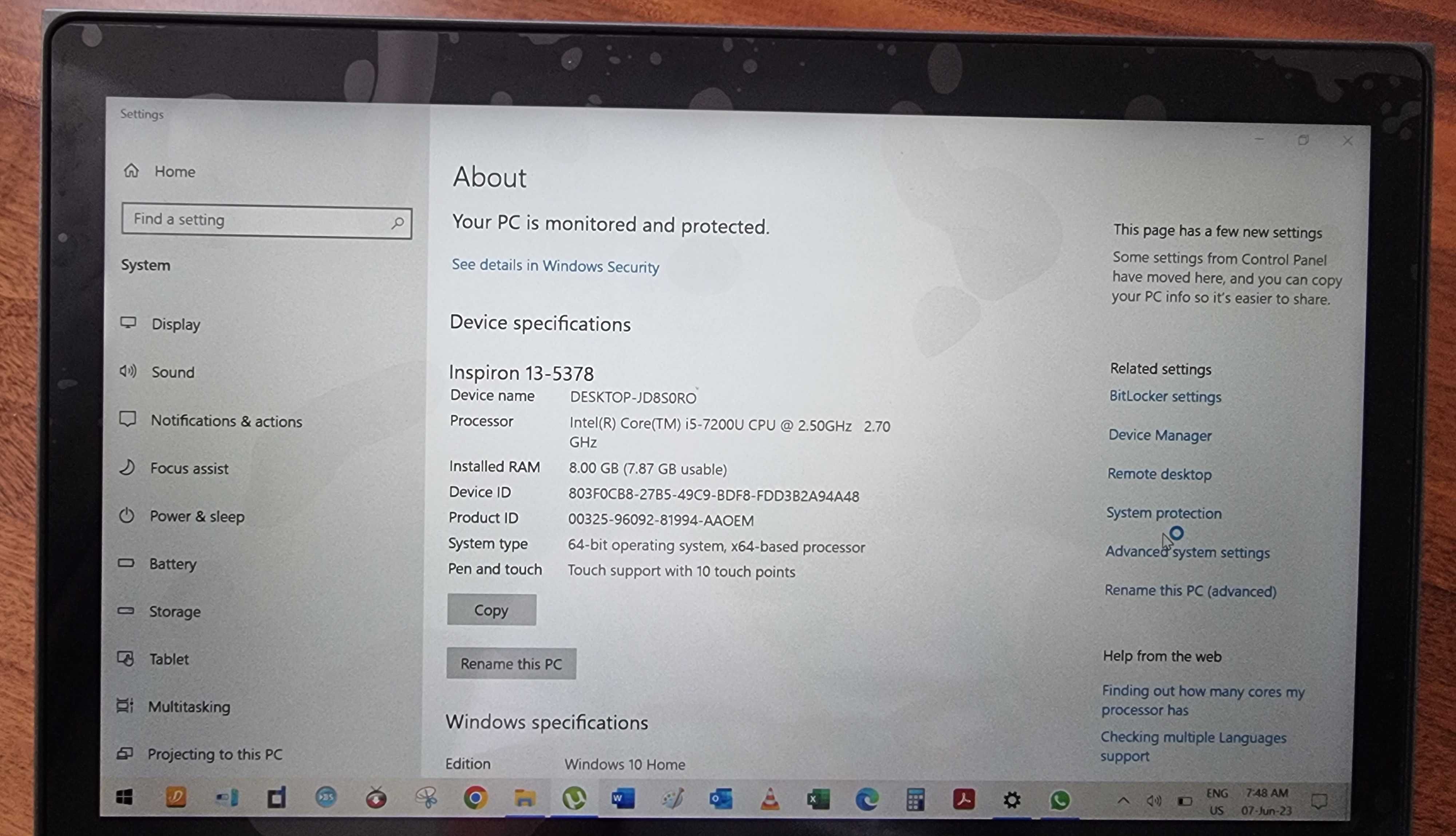 Dell Inspiron 5378 - Laptop 2 in 1, Intel® Core™ i5