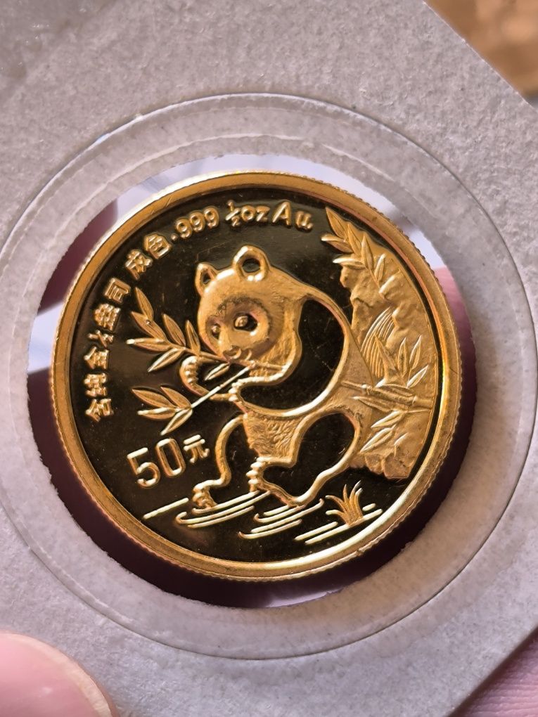 50 юан 1991 год, Златна Панда, 15.55 гр,999/1000 (1/2 тройунция)