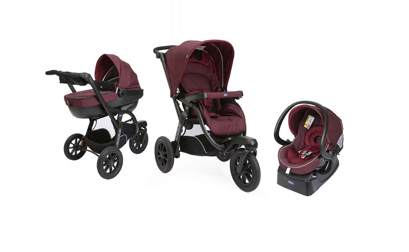 Carucior bebelusi 3in1 Chicco Activ3 Burgundy Powder