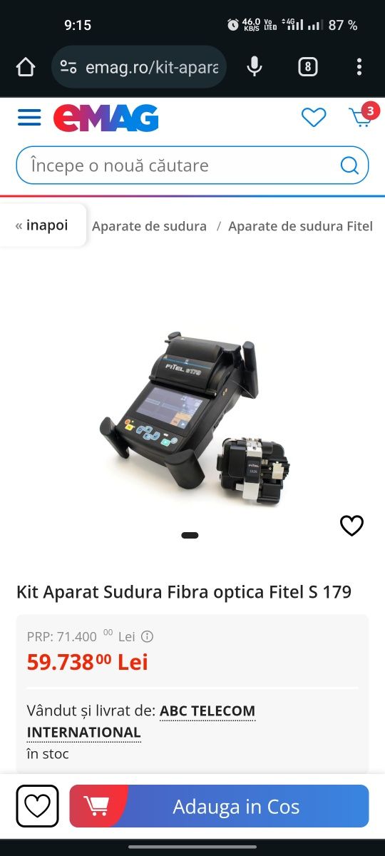 Fitel S179 splicer fusion aparat sudura fibra optica