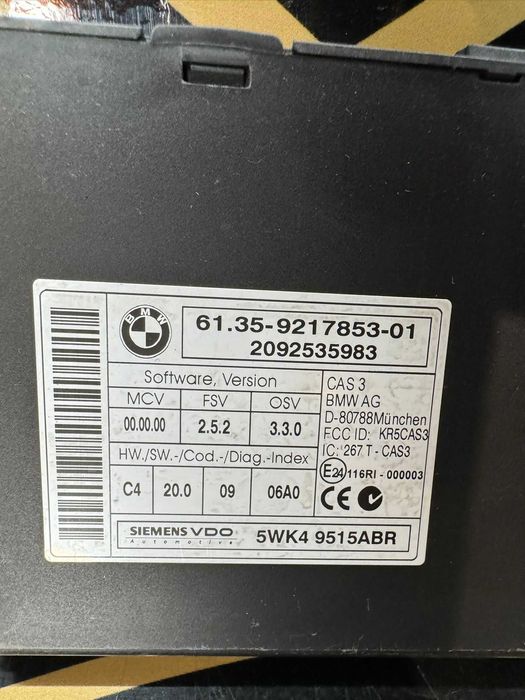 BMW CAS3 модул 5WK49515ABR – оригинален Siemens VDO