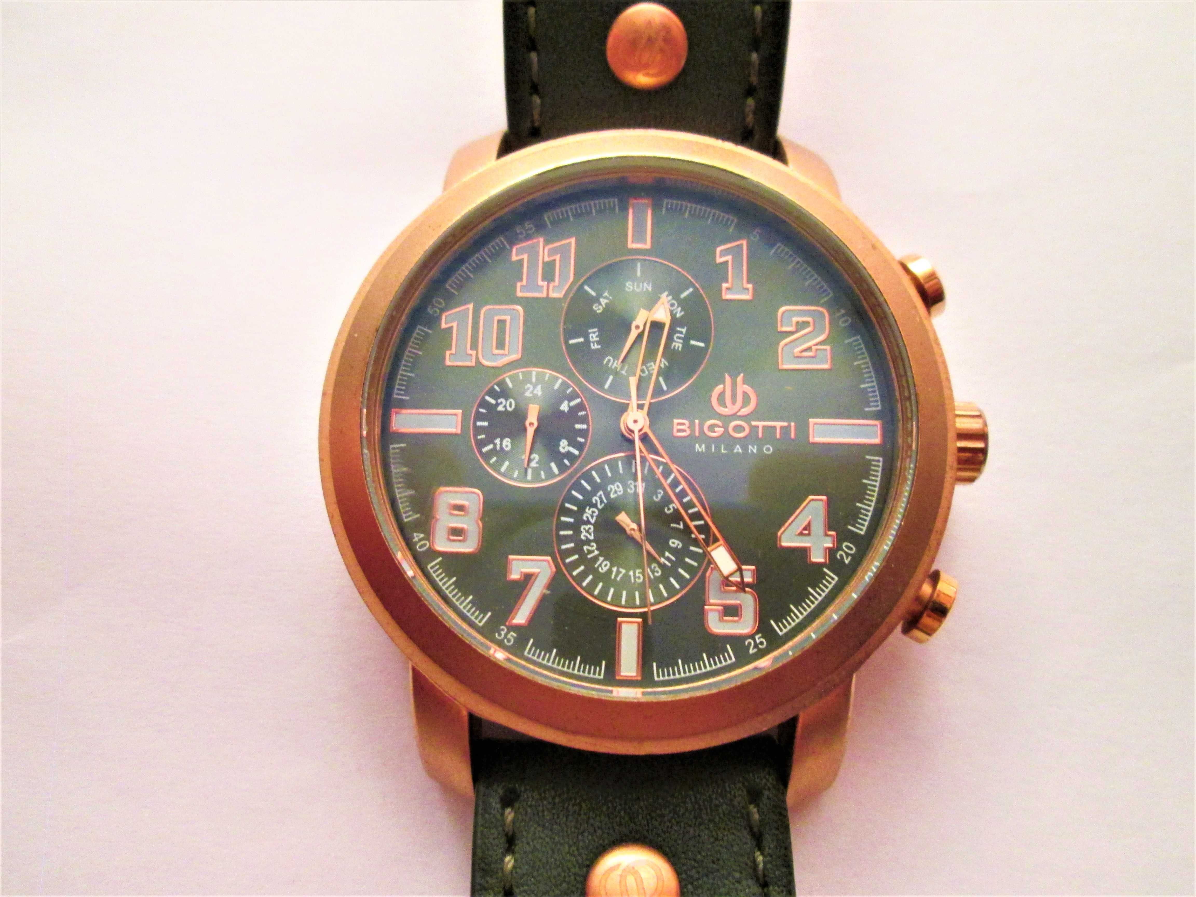 ceas Bigotti Milano placat cu aur diametrul 50 mm