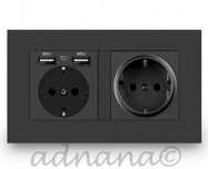 Pachet 3 buc. priza neagra dubla 2xUSB 2.1A 5V