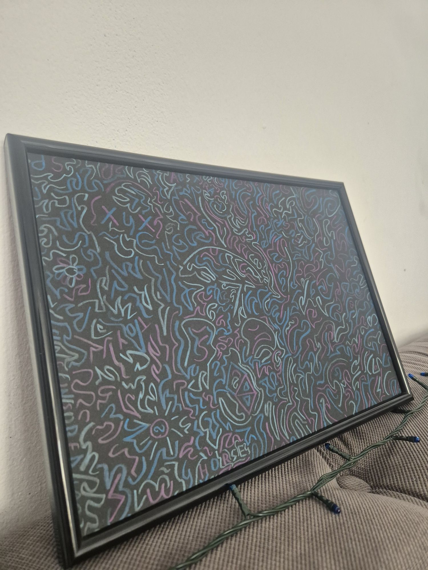 „Brain” – Lucrare unicat, artă abstractă originală, înrămată