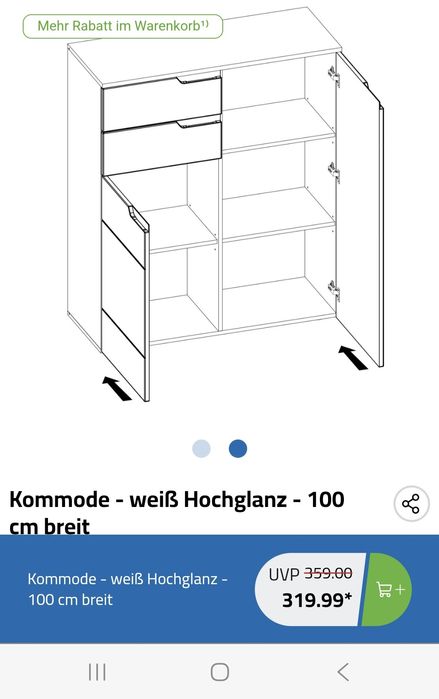 Комбиниран шкаф с 2 чекмеджета в бебешко бяло