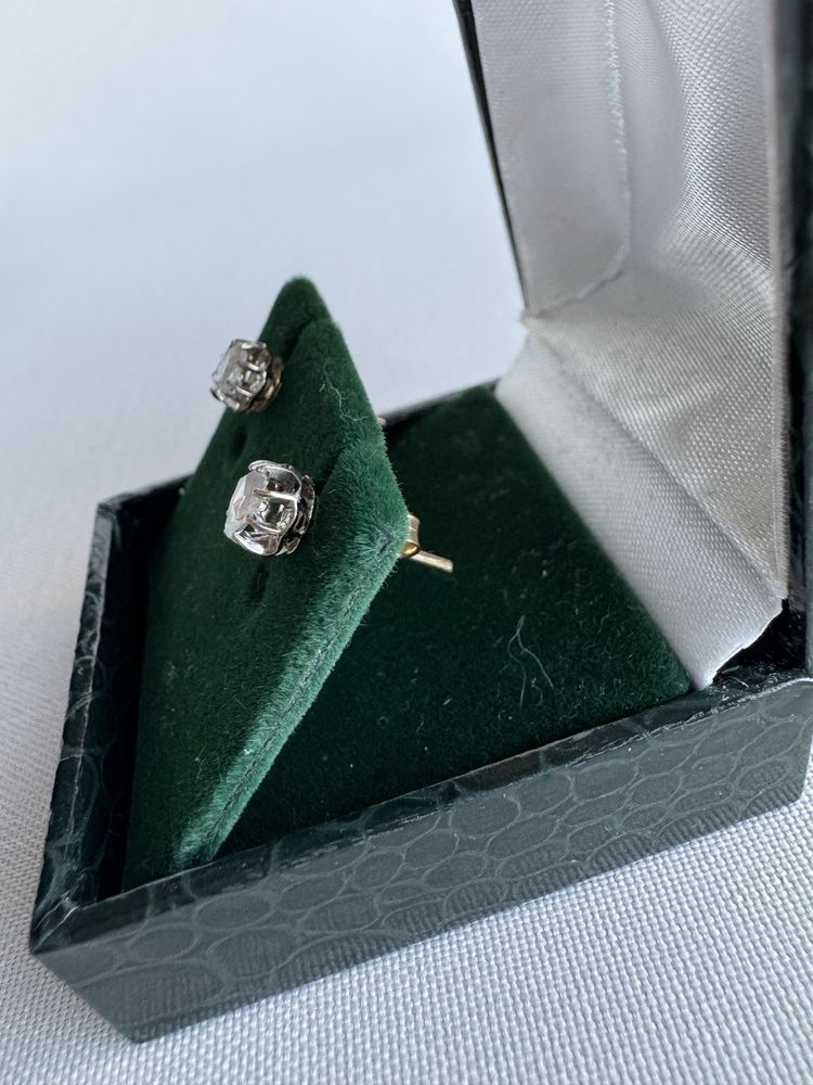 Cercei din aur 14 k si diamante rose cut