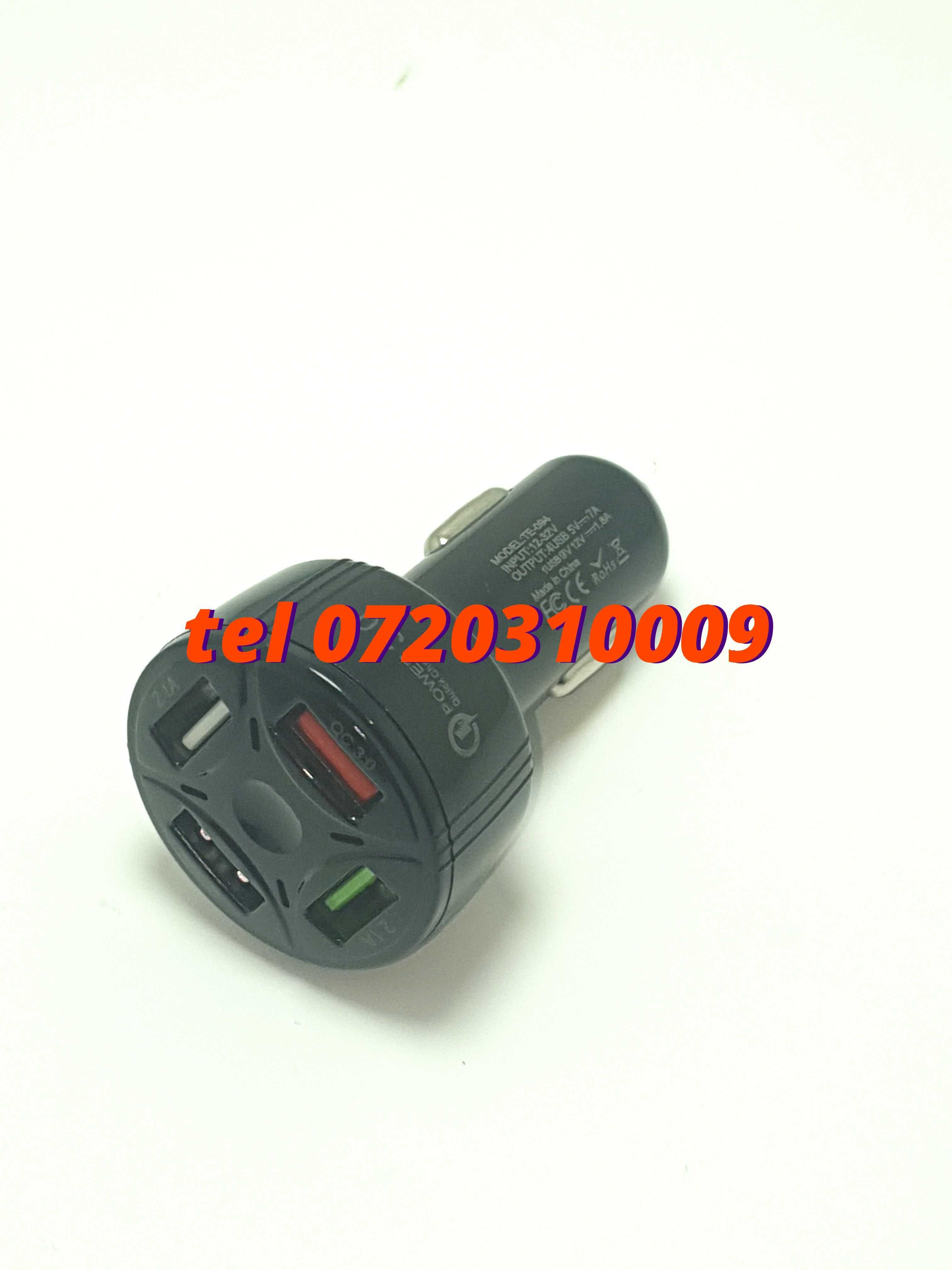 Incarcator Masina Auto 4 Porturi Bricheta Usb Qc Incarcare Rapida