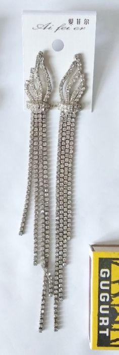 Сережки со стразами, бижутерия (8 см,15 см,8 см),цена за один комплект