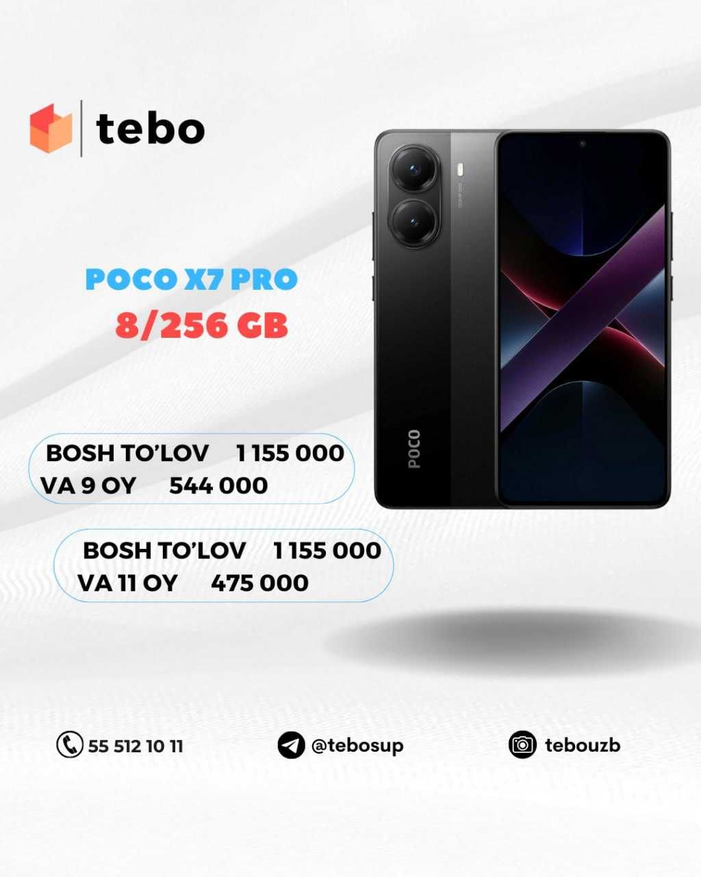 Poco X7 PRO 8/256 GB Muddatli to'lovga