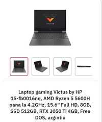 Laptop Gaming HP Victus 15/Ryzen 5 5600 H/ RTX 3050 ti /Garantie 2 ani