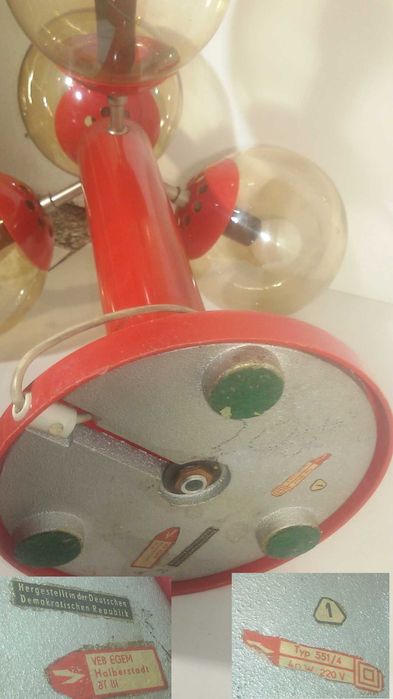 Ретро чеверна настолна лампа с 4 крушки VEB EGEM Halberstadt space age