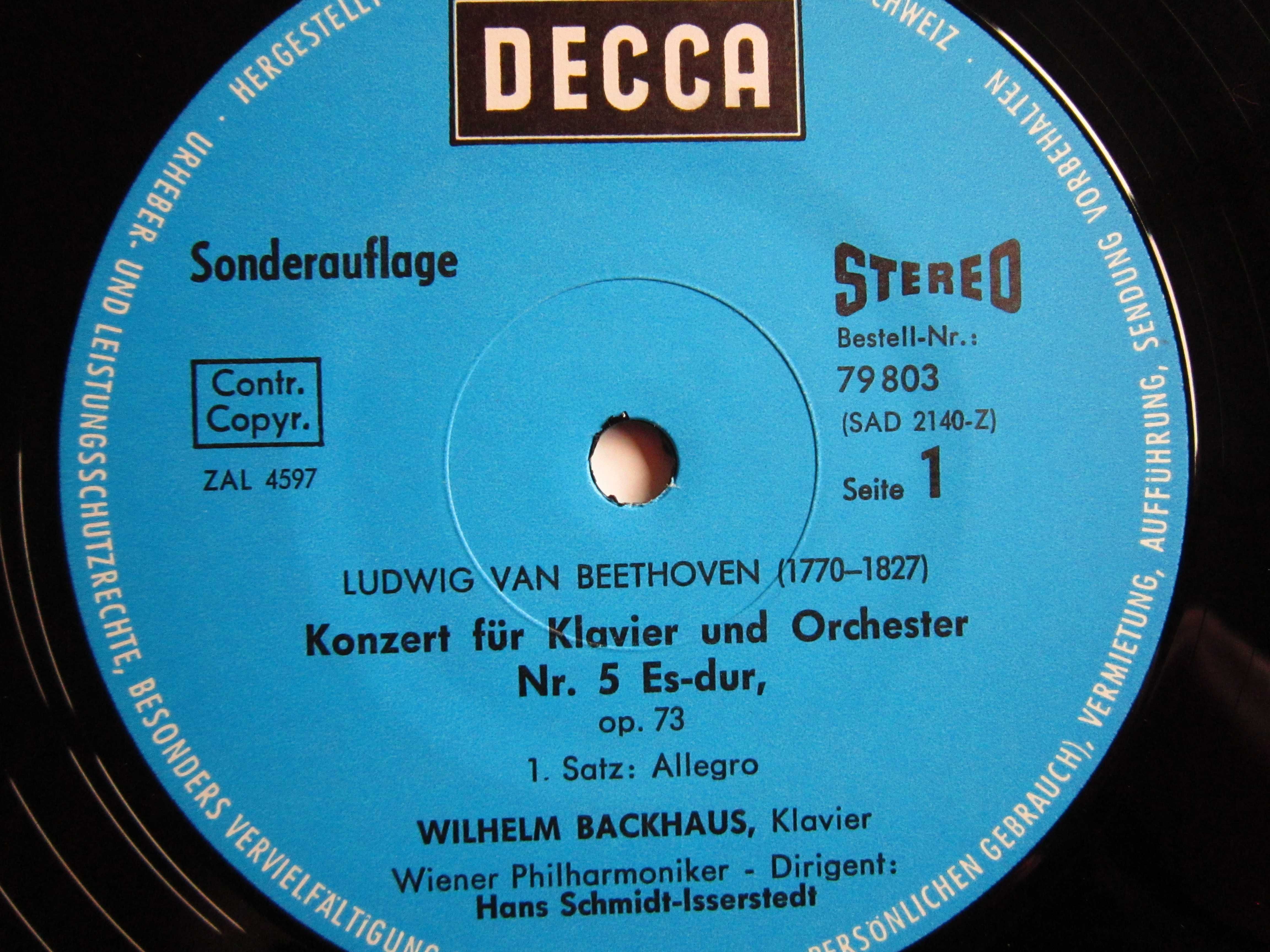 vinil Beethoven -W. Backhaus Concert pian 1,2,3,4,5 an 1969 impecabile
