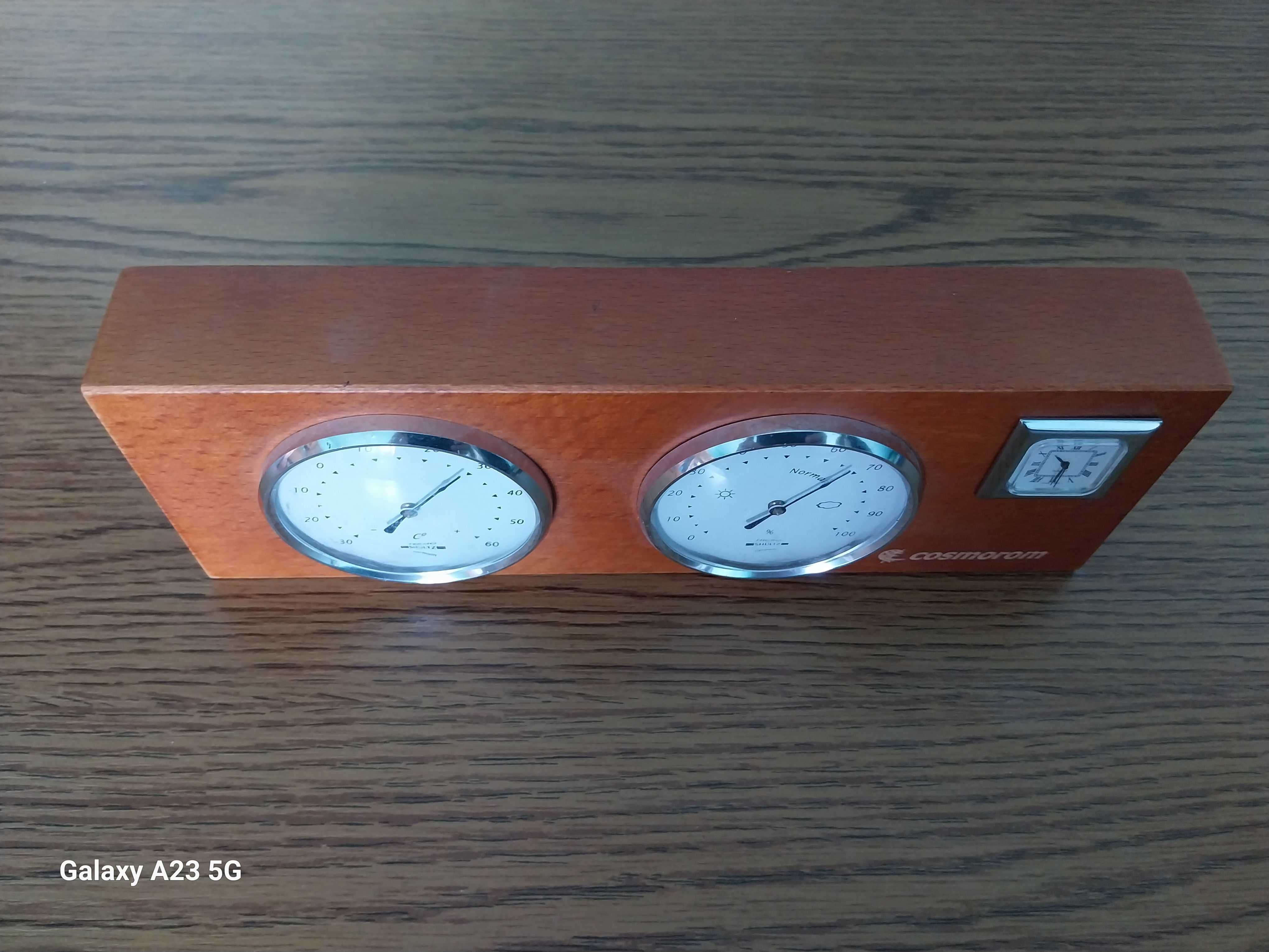 Ansamblu termometru, higrometru si ceas pentru birou