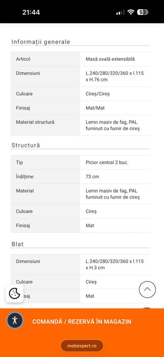 Masă extensibilă LOUIS PHILIPPE Mobexpert