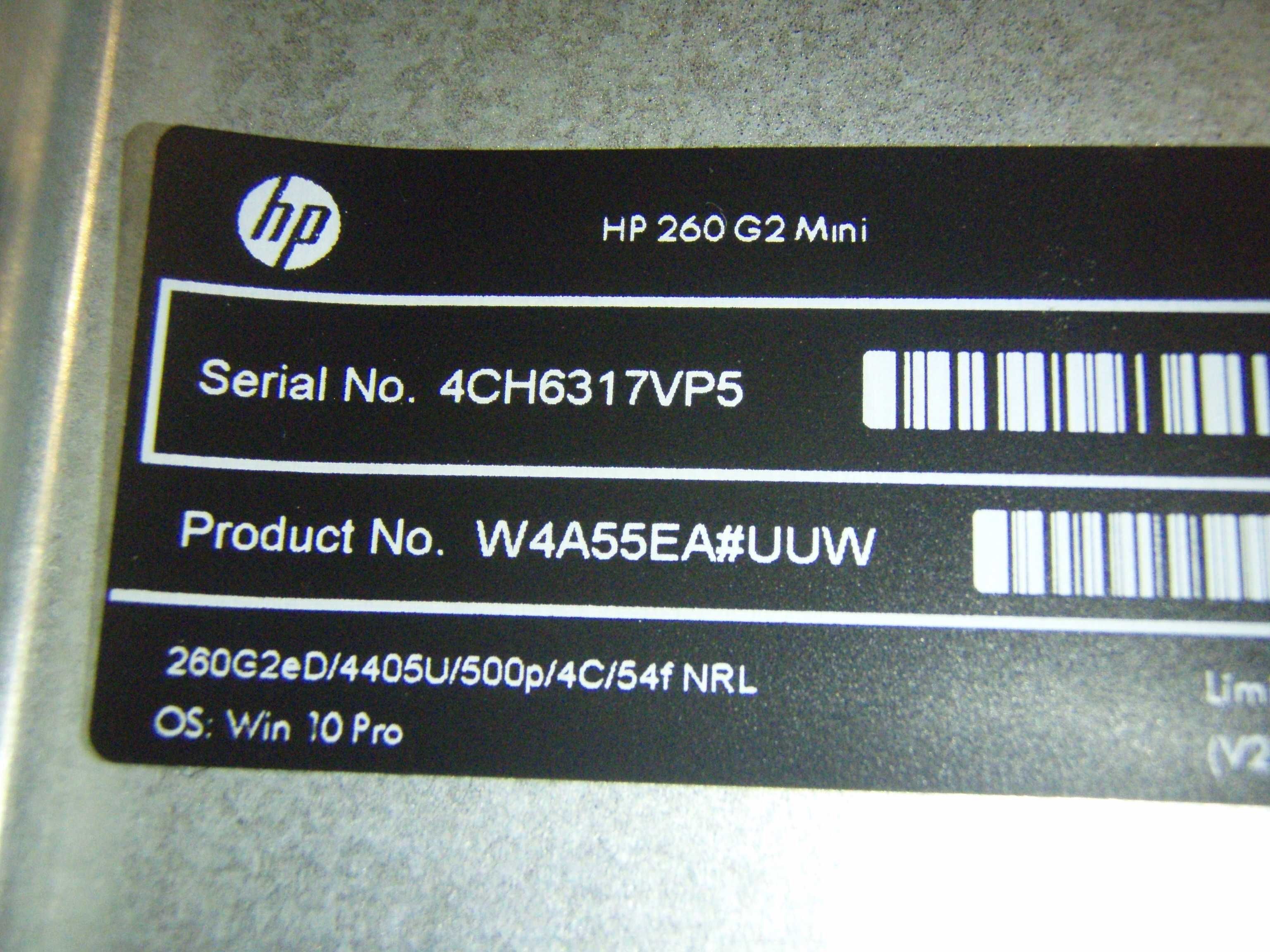 Mini calculator HP 260 G2 Mini Intel Pentium 4405U RAM 4 Gb HDD 500 Gb