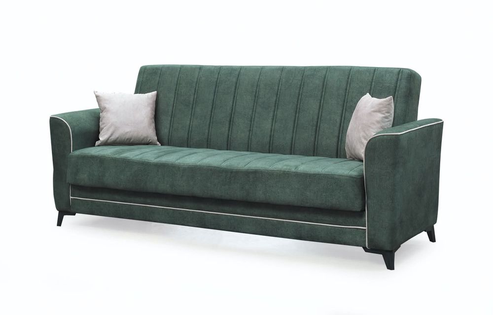 Диван 3-ка разтегателен с ракла MADRID 2 зелено/бежово