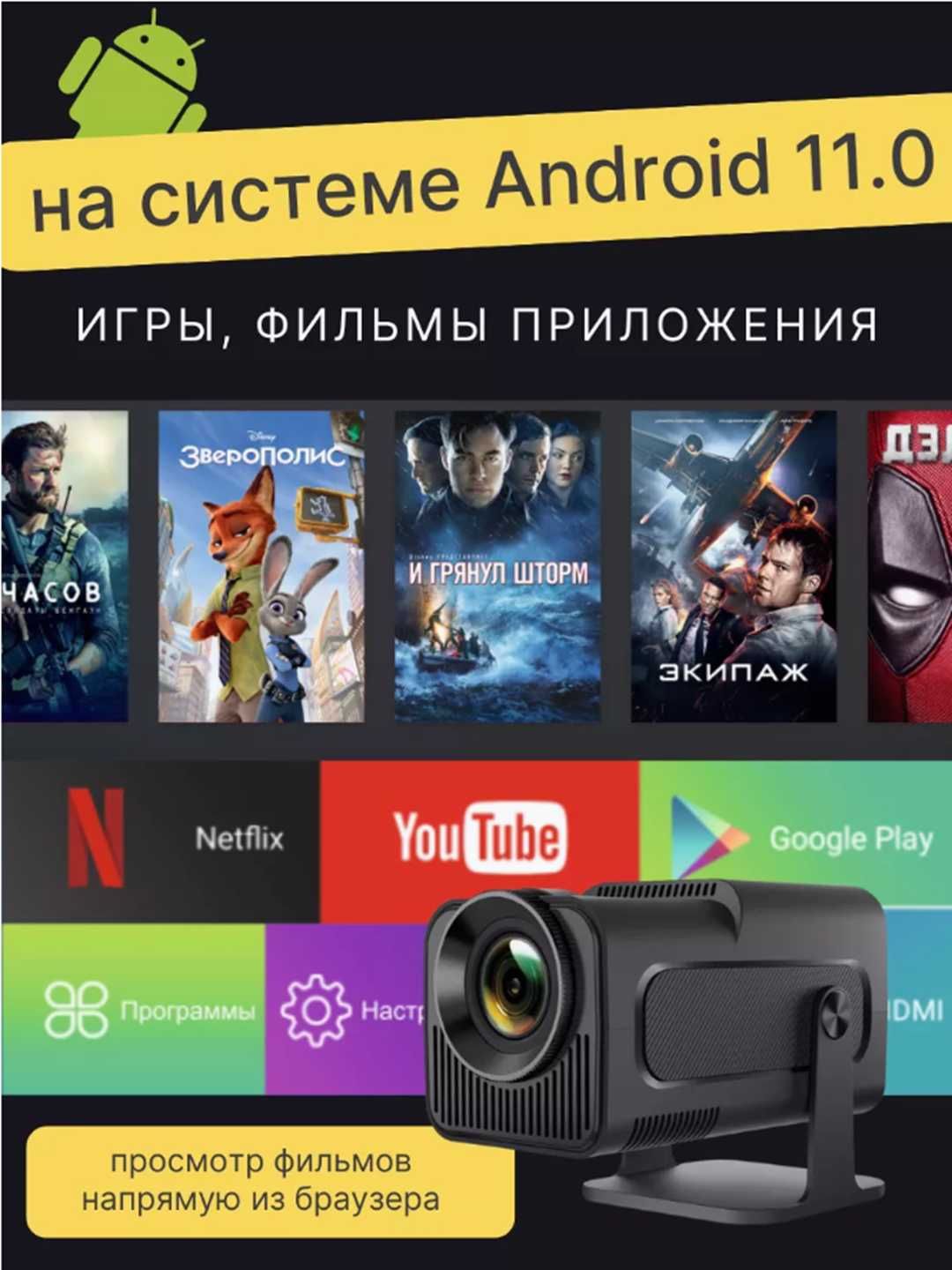 Smart проектор Android Wi-Fi Bluetooth HY300 HY320 mini Оптом