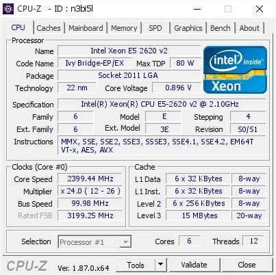Intel® Xeon® E5-2620 v2