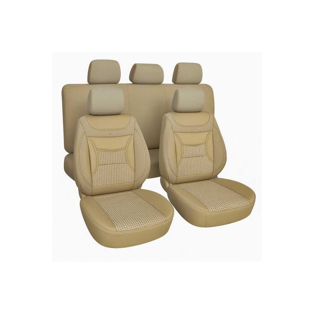 SET HUSE SCAUNE AUTO fata-spate  textil + piele PREMIUM LUXURY