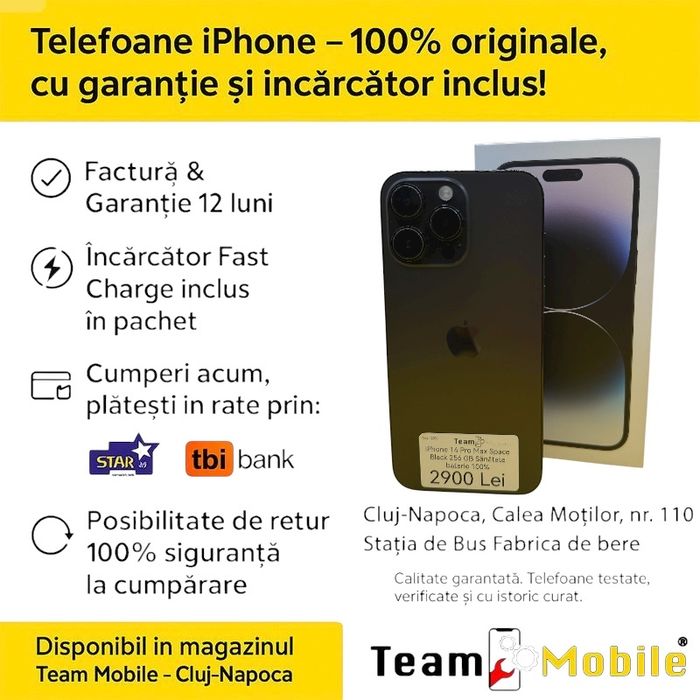 iPhone 14 Pro Max Space Black 256GB Baterie 100%