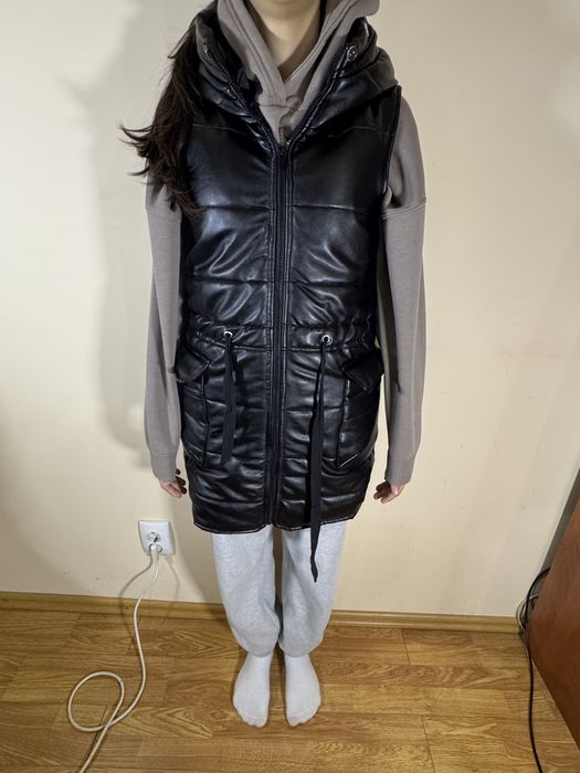 Vesta de piele neagra de Dama XS