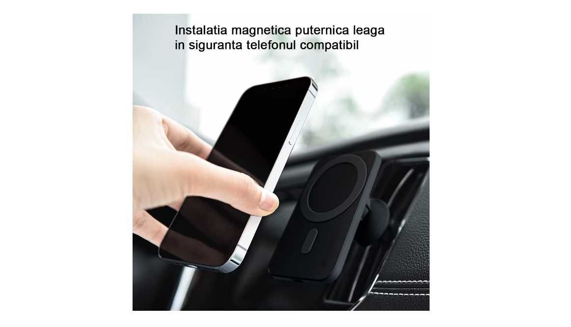 Suport Auto Magsafe, Incarcare Rapida, Wireless, Magnetic, iPhone
