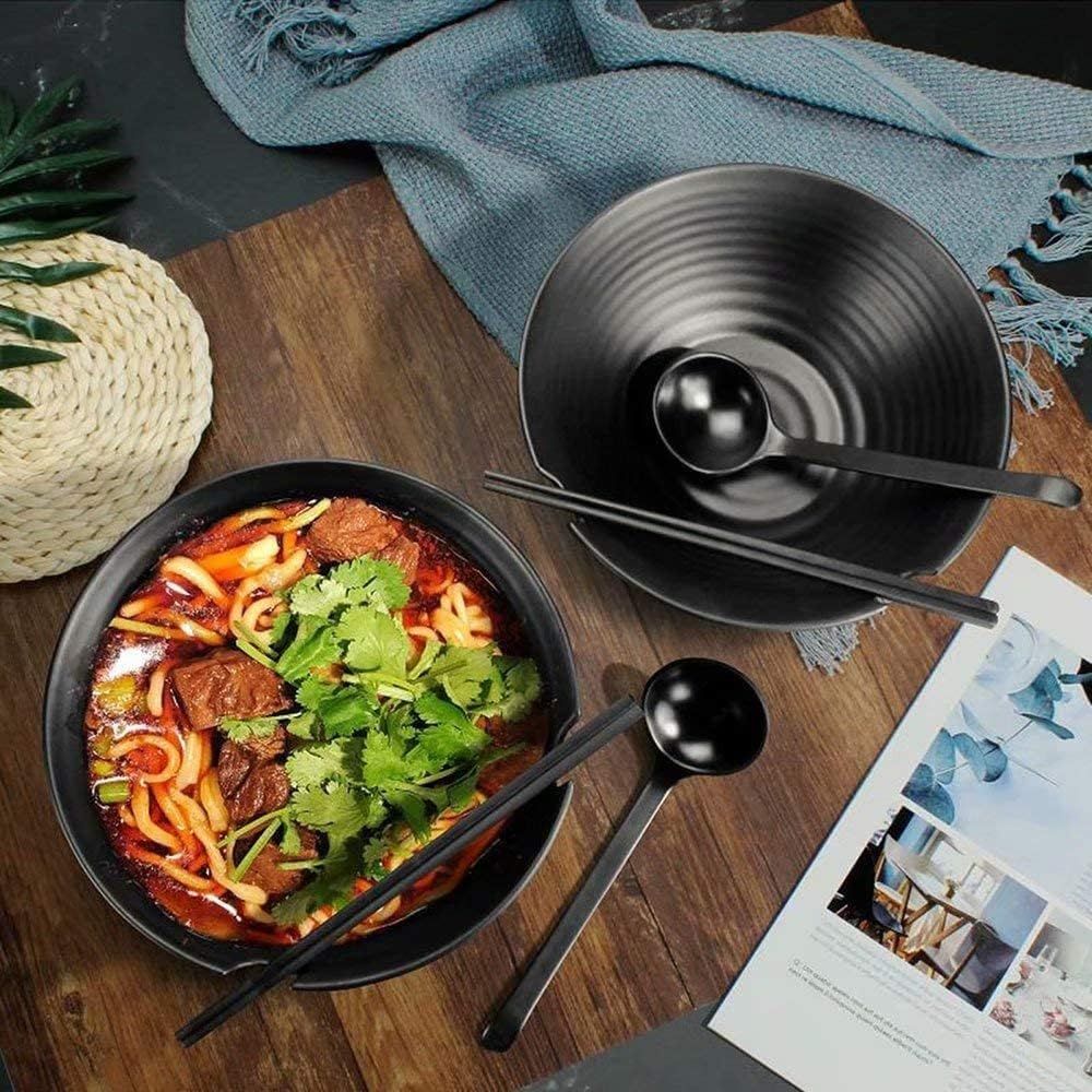 Set 2 boluri ramen japoneze 1100 ml cu lingura si betisoare | MXNJQH