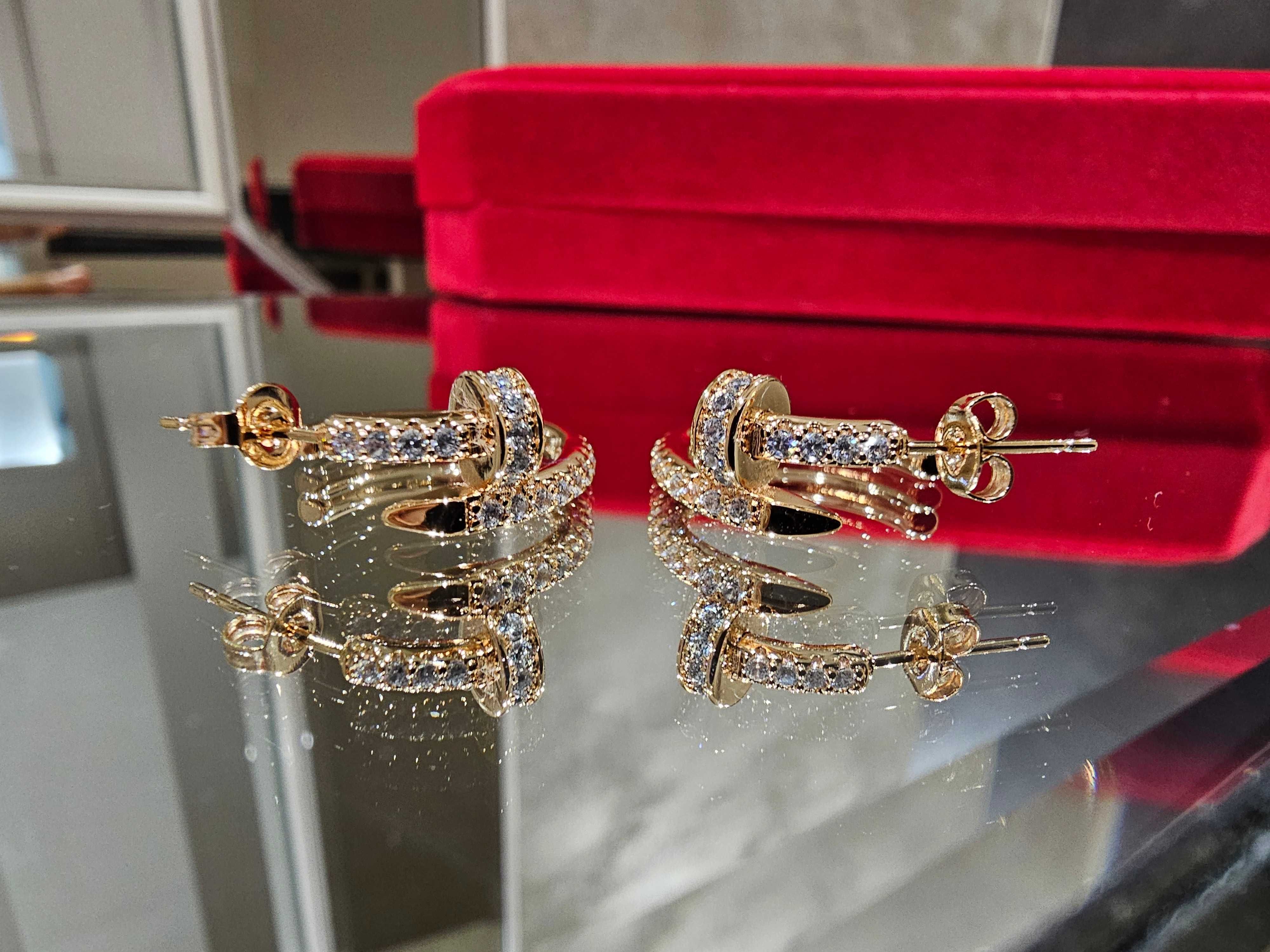 CARTIER Nail Juste un Clou Hoop Rose Gold Diamonds Дамски Обеци Пирон