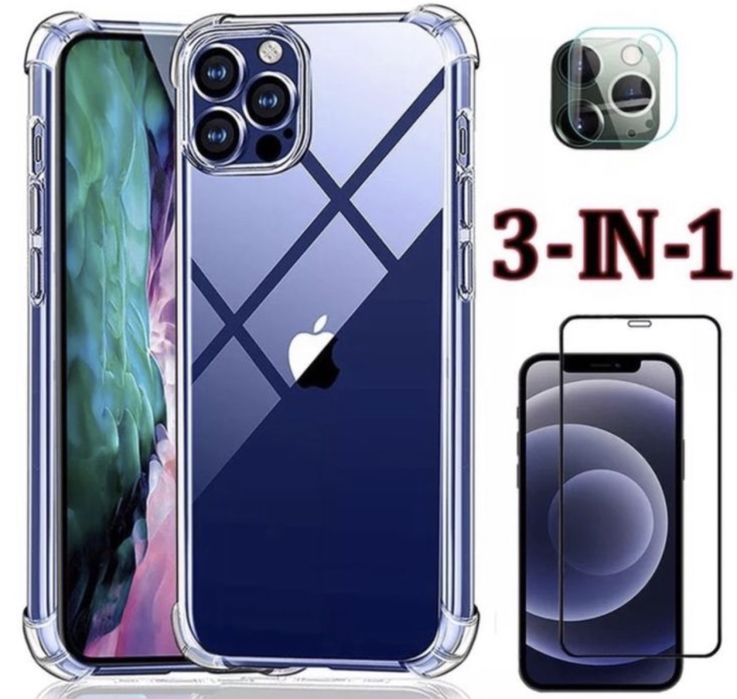 Iphone 12/13/14/15/16 PRO MAX Husa Slicon+Folie Camera+Folie Sticla 2D