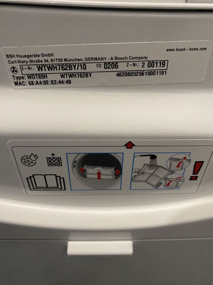 Hublou ( usa ) uscator de rufe Bosch WTWH762BY