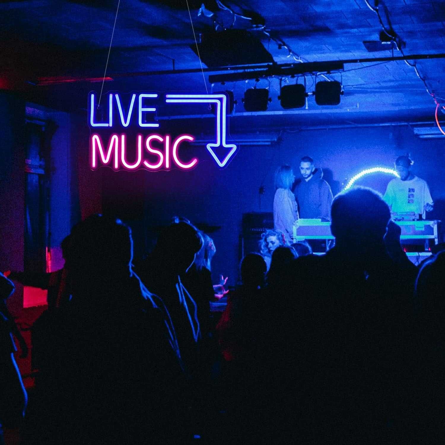 LED неонова табела Live Music