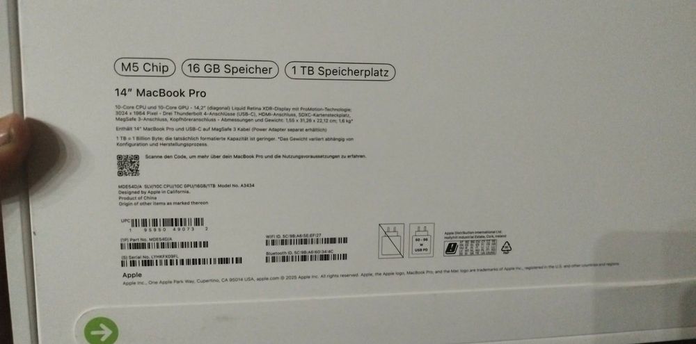 Macbook Pro 14" M5 1 TB
